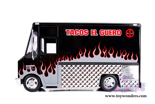 Jada Toys - Metals Die Cast | Taco Truck with Deadpool Figure Black Version (1/24, diecast model car, Black) 30540