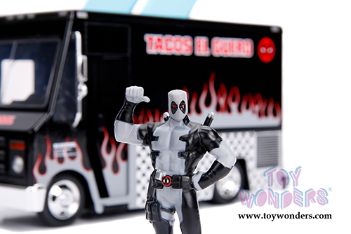Jada Toys - Metals Die Cast | Taco Truck with Deadpool Figure Black Version (1/24, diecast model car, Black) 30540