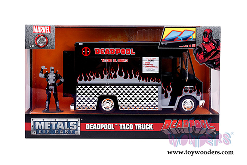 Jada Toys - Metals Die Cast | Taco Truck with Deadpool Figure Black Version (1/24, diecast model car, Black) 30540