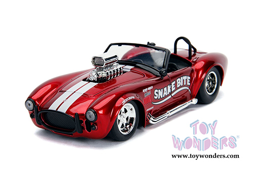 Jada Toys - Metals Die Cast | Big Time Muscle Shelby Cobra 427 S/C&reg; Convertible "Snake Bite" with engine Blower (1965, 1/24 scale diecast model car, Candy Red) 30705