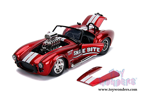 Jada Toys - Metals Die Cast | Big Time Muscle Shelby Cobra 427 S/C&reg; Convertible "Snake Bite" with engine Blower (1965, 1/24 scale diecast model car, Candy Red) 30705