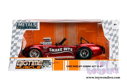 Jada Toys - Metals Die Cast | Big Time Muscle Shelby Cobra 427 S/C&reg; Convertible "Snake Bite" with engine Blower (1965, 1/24 scale diecast model car, Candy Red) 30705