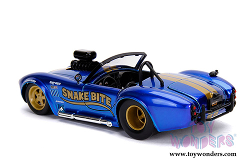 Jada Toys - Metals Die Cast | Big Time Muscle Shelby Cobra 427 S/C&reg; Convertible "Snake Bite" with engine Blower (1965, 1/24 scale diecast model car, Candy Blue) 30706