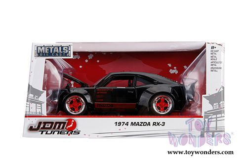 Jada Toys - Metals Die Cast | JDM Tuners&trade; Mazda RX-3 (1974, 1/24, diecast model car, Glossy Black) 30717