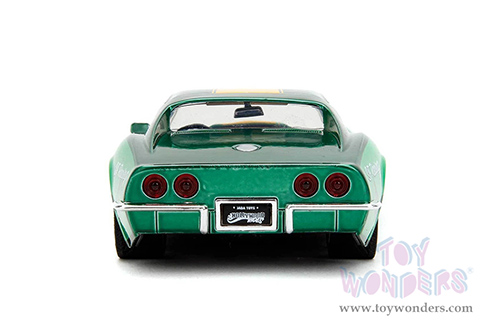 Jada Toys - Hollywood Rides | Chevrolet® Corvette™ with Cammy Diecast Figure "Street Fighter" (1969, 1/24, diecast model car, Green/Yellow stripe) 30837