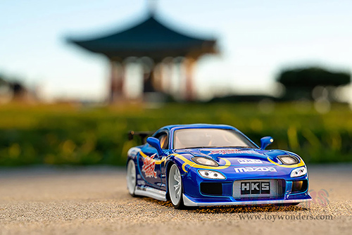 Jada Toys - Hollywood Rides | Mazda RX-7 with Chun-Li Diecast Figure "Street Fighter" (1993, 1/24, diecast model car, Blue) 30838