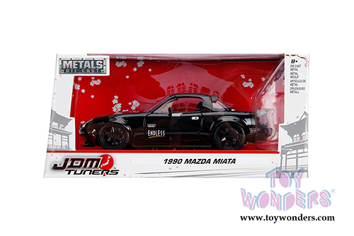 Jada Toys - Metals Die Cast | JDM Tuners&trade; Mazda Miata Hardtop (1990, 1/24, diecast model car, Glossy Black) 30936