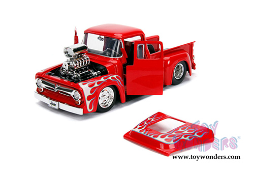 Jada Toys - Metals Die Cast | Just Trucks Ford F-100 Pickup Truck with engine Blower (1956, 1/24 scale diecast model car, Asstd.) 30979DP1