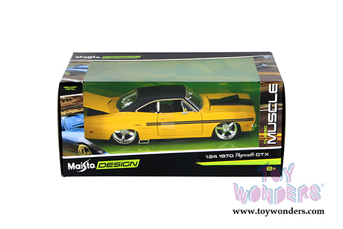 Maisto Design - Classic Muscle | Plymouth GTX Hard Top (1970, 1/24 scale diecast model car, Yellow) 31016YL