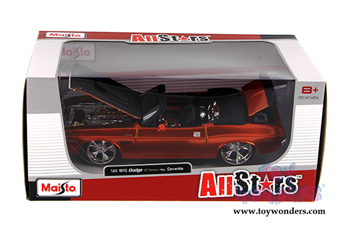 Maisto AllStars - Dodge Challenger R/T Convertible (1970, 1/24 scale diecast model car, Orange) 31026OR