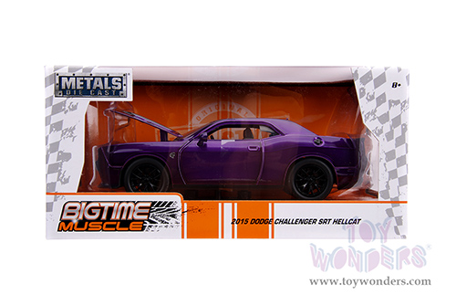 Jada Toys Bigtime Muscle - Dodge Challenger SRT Hellcat (2015, 1/24 scale diecast model car, Purple with Black Stripes) 31063