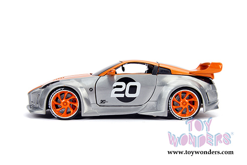Jada Toys - 20th Anniversary | Option D Nissan 350Z Hardtop (2003, 1/24, diecast model car, Raw Metal/Orange) 31071