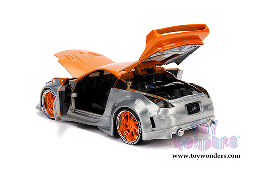 Jada Toys - 20th Anniversary | Option D Nissan 350Z Hardtop (2003, 1/24, diecast model car, Raw Metal/Orange) 31071