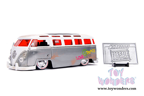 Jada Toys - 20th Anniversary | For Sale Volkswagen Bus (1962, 1/24, diecast model car, Raw Metal/White) 31075