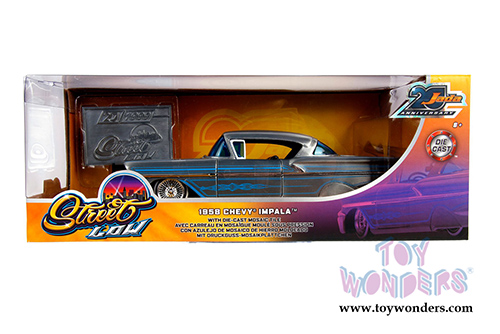 Jada Toys - 20th Anniversary | Street Low Chevrolet&reg; Impala&trade; Hardtop (1958, 1/24, diecast model car, Raw Metal/Blue) 31082