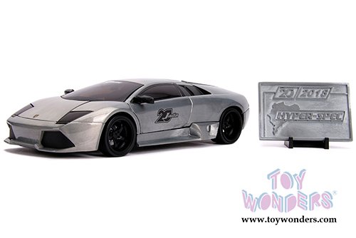 Jada Toys - 20th Anniversary | Hyper-Spec Lamborghini Murcielago Hardtop (1/24, diecast model car, Raw Metal) 31084
