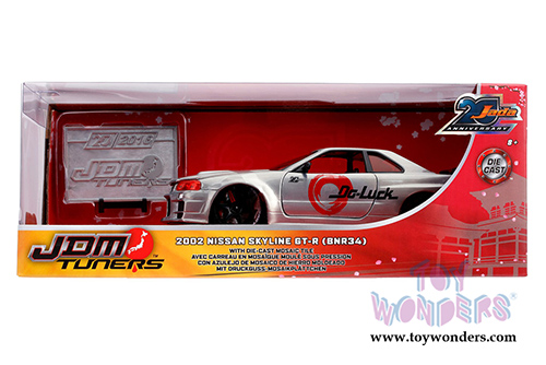 Jada Toys - 20th Anniversary | JDM Tuners Nissan Skyline GT-R Hardtop (2002, 1/24, diecast model car, Raw Metal) 31085