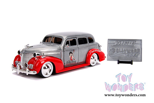 Jada Toys - 20th Anniversary | Hollywood Rides&reg; Betty Boop's Chevy&reg; Master Deluxe Hardtop (1939, 1/24, diecast model car, Raw Metal/Red) 31091