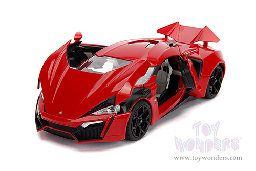 Jada Toys Fast & Furious - Dom's Lykan Hypersport with Lights and Dom Figure (1/18 scale diecast model car, Red) 31140