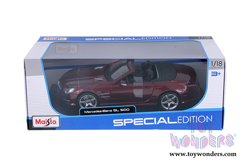 Maisto - Mercedes-Benz SL 500 Convertible (2012, 1/18 scale diecast model car, Burgundy) 31196R