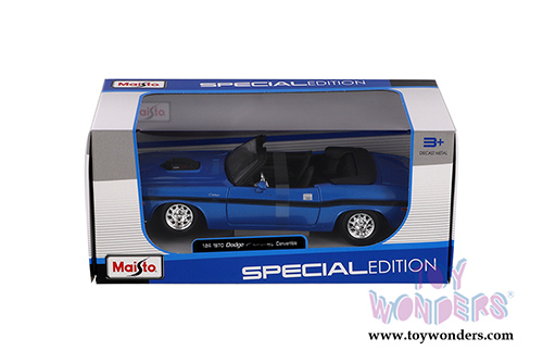 Maisto - Dodge Challenger R/T Convertible (1970, 1/24 scale diecast model car, Blue) 31264BU