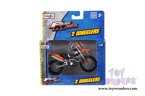 Maisto Fresh Metal -  2 Wheelers | KTM 525SX Motorcycle (1/18 scale diecast model car, Orange) 31300/525