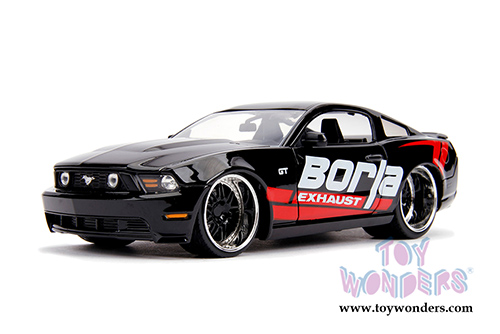 Jada Toys - Metals Die Cast | Big Time Muscle Ford Mustang GT Borla Exhaust Hardtop (2010, 1/24 scale diecast model car, Glossy Black/Red) 31322/4
