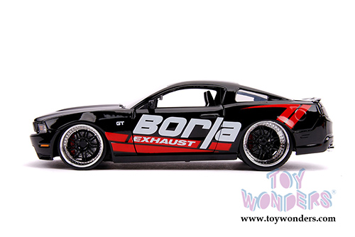 Jada Toys - Metals Die Cast | Big Time Muscle Ford Mustang GT Borla Exhaust Hardtop (2010, 1/24 scale diecast model car, Glossy Black/Red) 31322/4