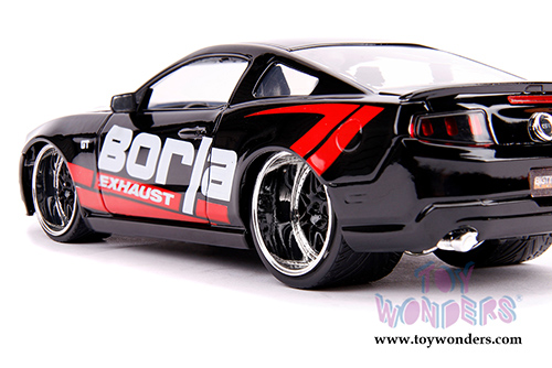 Jada Toys - Metals Die Cast | Big Time Muscle Ford Mustang GT Borla Exhaust Hardtop (2010, 1/24 scale diecast model car, Glossy Black/Red) 31322/4