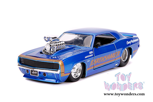 Jada Toys - Metals Die Cast | Big Time Muscle Chevrolet&reg; Camaro&reg; with engine Blower (1969, 1/24 scale diecast model car, Candy Blue/Gold) 31323/4