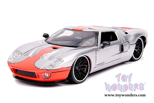 Jada Toys - Metals Die Cast | Bigtime Muscle Ford GT Hardtop (2005, 1/24 scale diecast model car, Silver/Orange) 31324