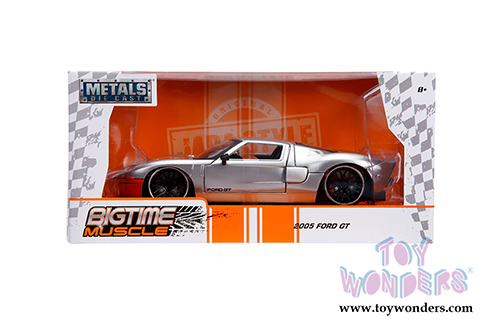 Jada Toys - Metals Die Cast | Bigtime Muscle Ford GT Hardtop (2005, 1/24 scale diecast model car, Silver/Orange) 31324