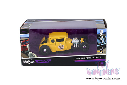 Maisto Design - Outlaws | Ford Model A #2 Hardtop (1929, 1/24 scale diecast model car, Yellow) 31354YL