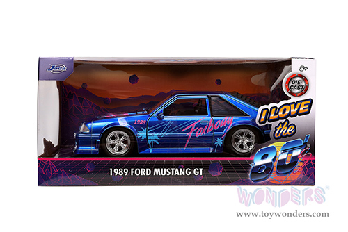 Jada Toys - I Love The 80's | Ford Mustang GT (1989, 1/24 scale diecast model car, Candy Blue) 31379