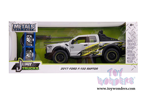 Jada Toys Just Trucks - Ford F-150 Raptor Pickup Truck with Extra Wheels (2017, 1/24 scale diecast model car, White) 31561