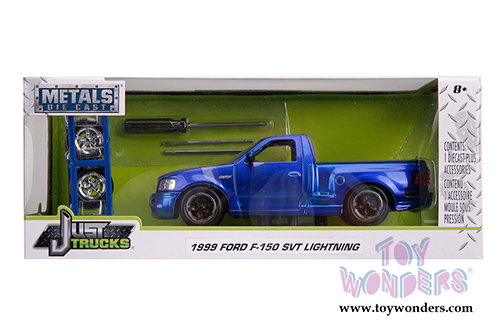 Jada Toys Just Trucks - Ford F-150 SVT Pickup Truck with Extra Wheels (1999, 1/24 scale diecast model car, Candy Blue/White) 31567
