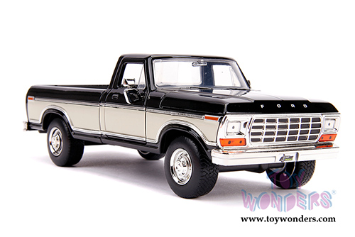 Jada Toys Just Trucks - Ford F-150 Stock Pickup (1979, 1/24 scale diecast model car, Glossy Black/Cream) 31585