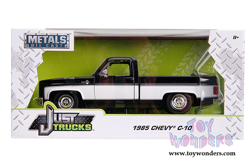Jada Toys Just Trucks - Chevrolet&reg; C10 Pickup Stock (1985, 1/24 scale diecast model car, Glossy Black/White) 31605