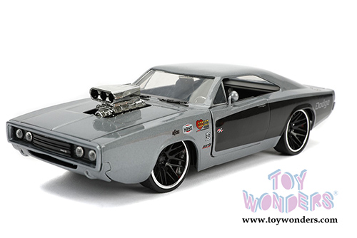 Jada Toys Bigtime Muscle | Dodge Charger R/T with Blower Hardtop (1970, 1/24 scale diecast model car, Glossy Gray) 31668