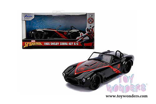 Jada Toys - Hollywood Rides | Marvel Spider Man Shelby Cobra 427 S/C (1965, 1/32 scale diecast model car, Black) 31743