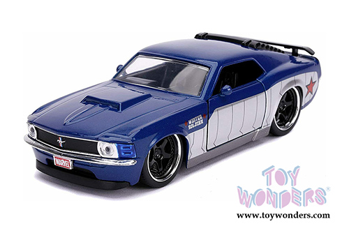 Jada Toys - Hollywood Rides | Marvel Avengers Winter Soldier Ford Mustang Boss (1970, 1/32 scale diecast model car, Blue/Silver) 31745