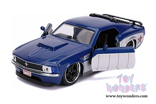 Jada Toys - Hollywood Rides | Marvel Avengers Winter Soldier Ford Mustang Boss (1970, 1/32 scale diecast model car, Blue/Silver) 31745