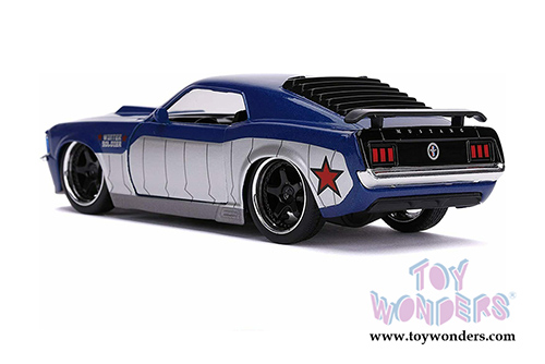 Jada Toys - Hollywood Rides | Marvel Avengers Winter Soldier Ford Mustang Boss (1970, 1/32 scale diecast model car, Blue/Silver) 31745