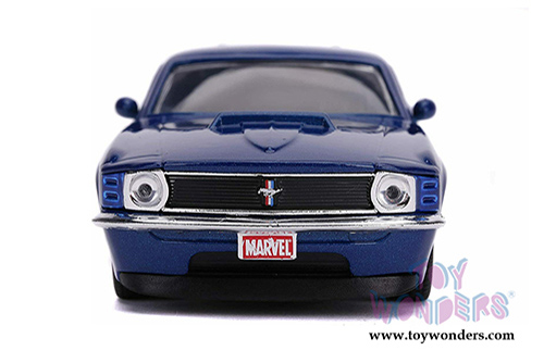 Jada Toys - Hollywood Rides | Marvel Avengers Winter Soldier Ford Mustang Boss (1970, 1/32 scale diecast model car, Blue/Silver) 31745