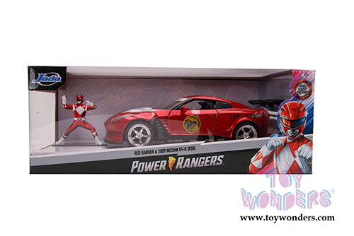Jada Toys - Hollywood Rides | Nissan GT-R (R35) with Red Ranger figure (2009, 1/24, diecast model car, Red) 31908