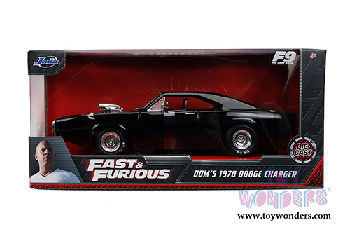 Jada Toys Fast & Furious - Dom's Dodge Charger Hardtop (1970, 1/24 scale diecast model car, Black) 31942