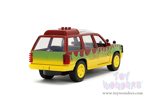 Jada Toys - Hollywood Rides | Ford Explorer "Jurassic Park" (1993) Movie 30th Anniversary (1/32 scale diecast model car, Red/Yellow/Green) 31956/24