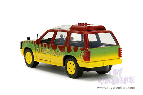 Jada Toys - Hollywood Rides | Ford Explorer "Jurassic Park" (1993) Movie 30th Anniversary (1/32 scale diecast model car, Red/Yellow/Green) 31956/24