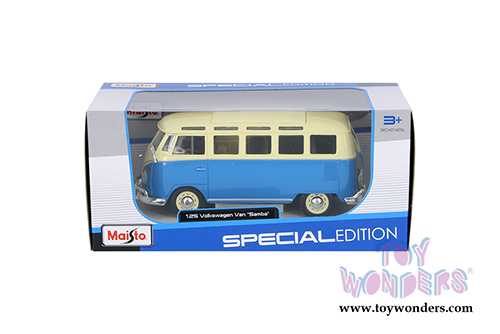 Maisto - Volkswagen Van "Samba" Bus (1/25 scale diecast model car, Blue) 31956BU