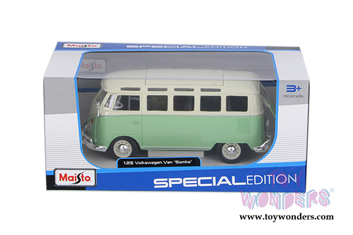 Maisto - Special Edition |  Volkswagen Van "Samba" (1/25 scale diecast model car, Green) 31956GN